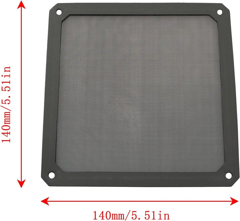 ZYAMY 4pcs 140mm PC Fan Dust Filter Magnetic Frame Computer Fan Grills Dust Mesh PC Cooler Filter Screen Dustproof Case Covers 14cm x 14cm, Black - Image 2